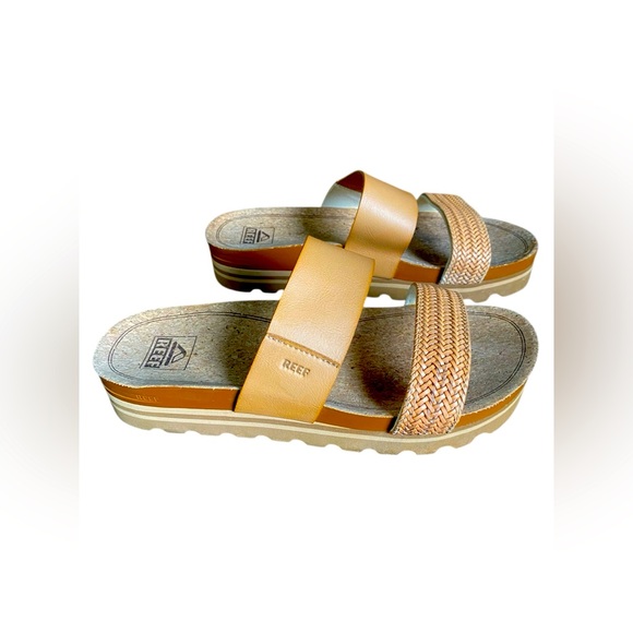 Reef Women’s 9 Cushion Vista Hi Sandal in Natural Braid comfort arch support - Picture 2 of 10